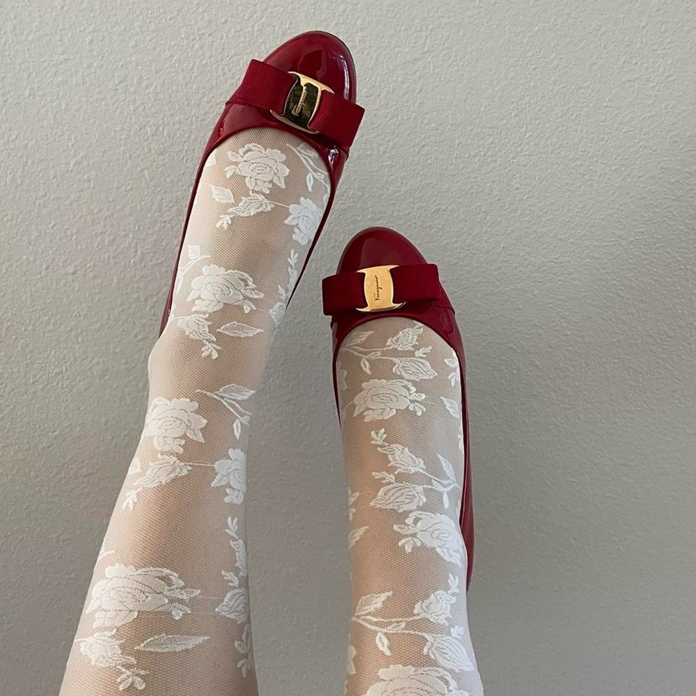 Red Patent Leather Flats with Bow